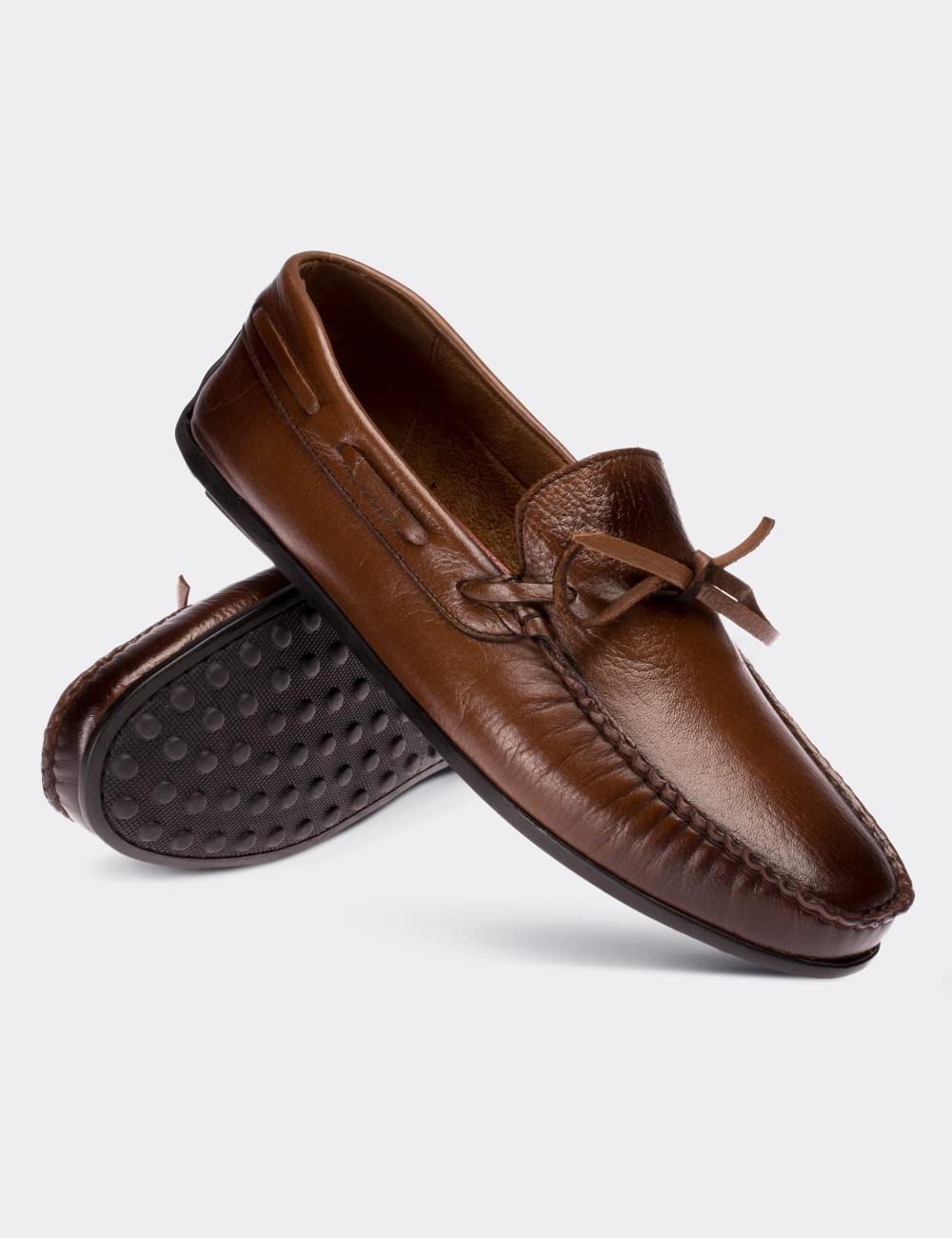 Brown  Leather Driving Shoes - 01647MKHVC03