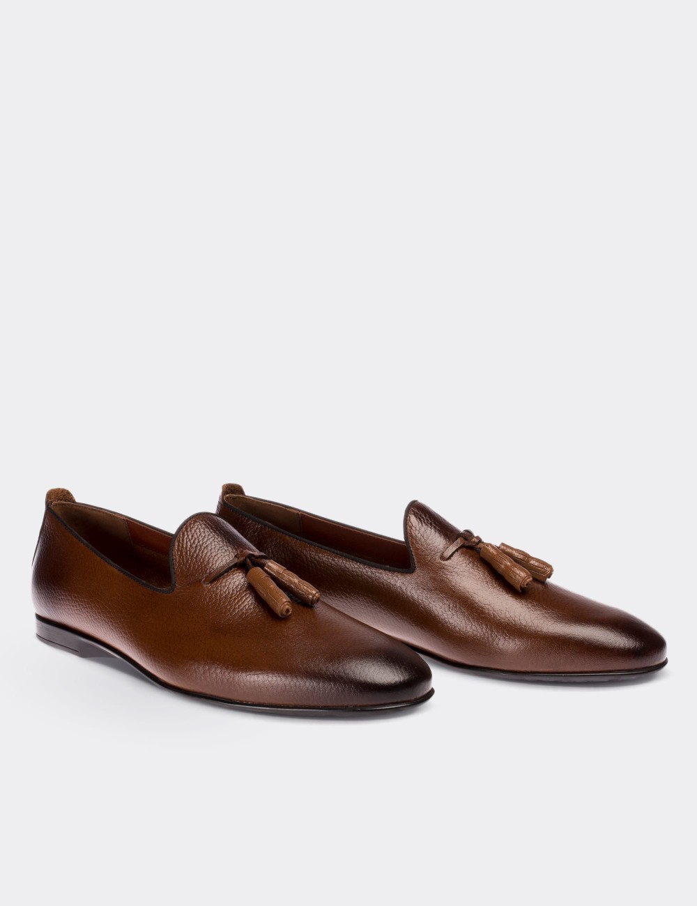 Tan  Leather Loafers - 01702MTBAC01