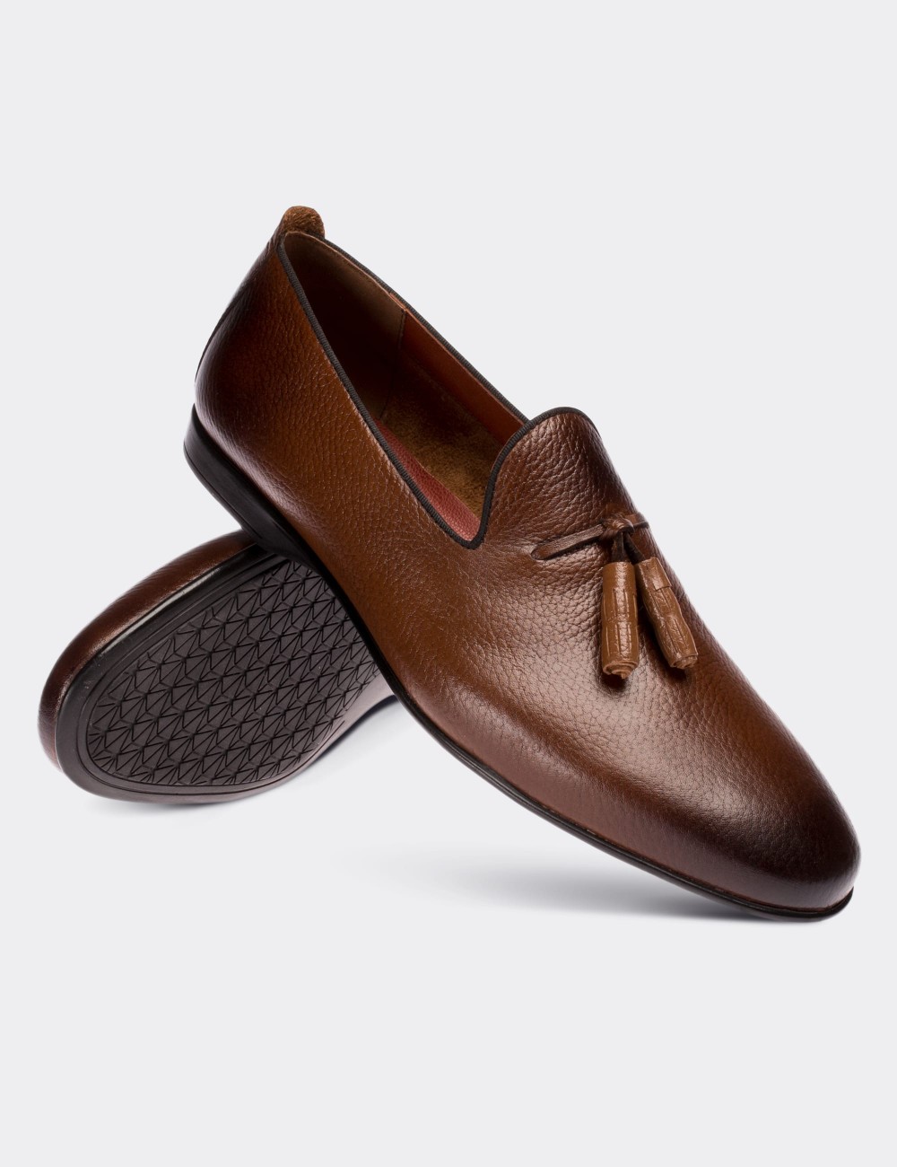 Tan  Leather Loafers - 01702MTBAC01
