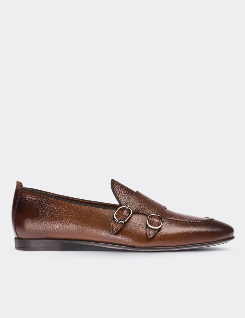Tan  Leather Monk Strap Loafers - 01704MTBAC01