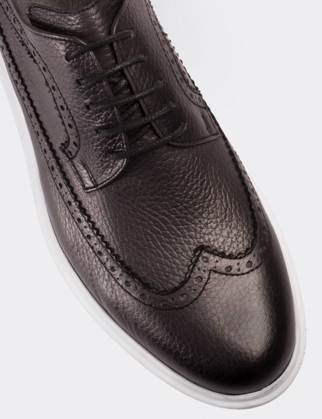 Gray  Leather Lace-up Shoes