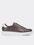 Gray Calfskin Leather Sneakers