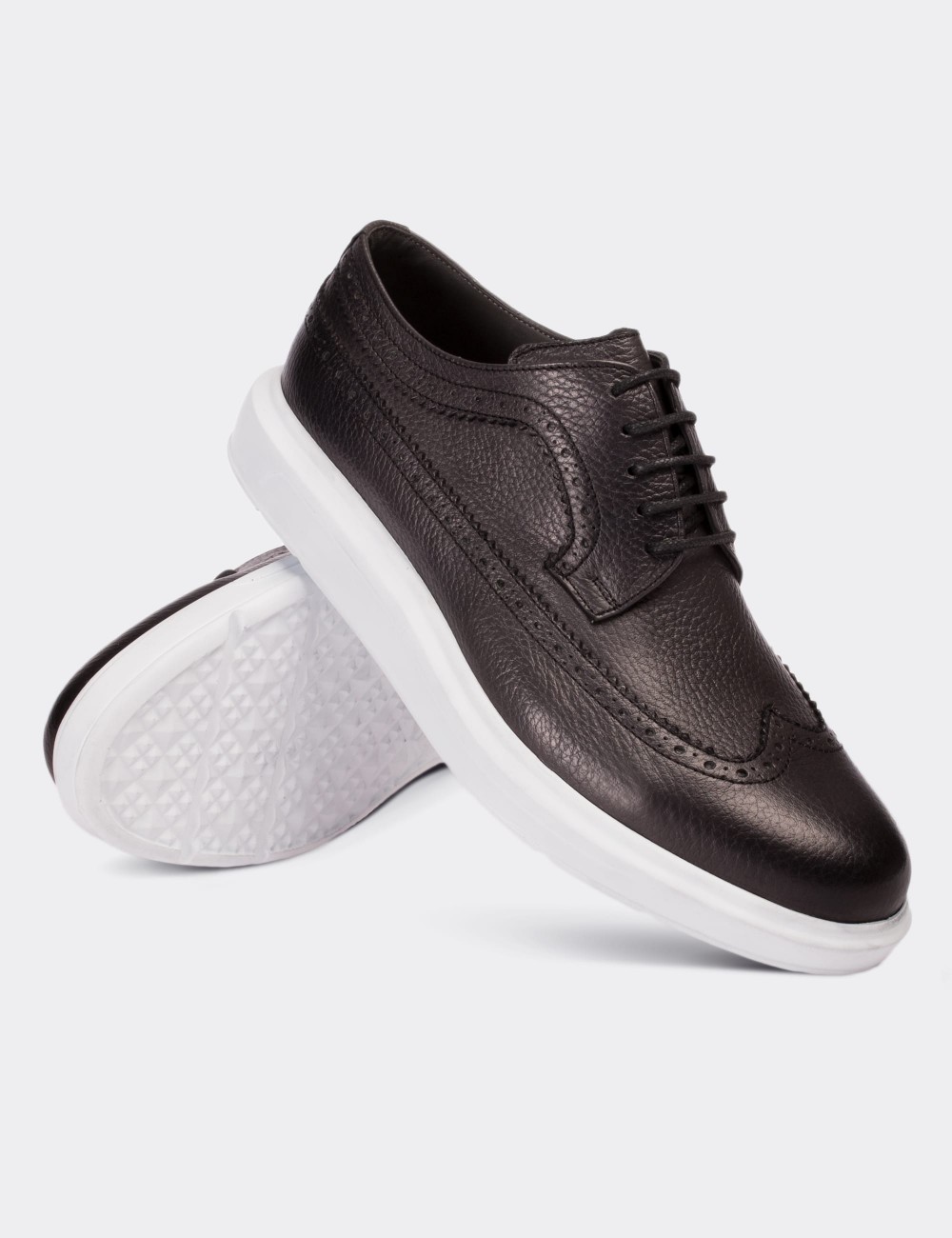 Gray  Leather Lace-up Shoes - 01293MGRIP02