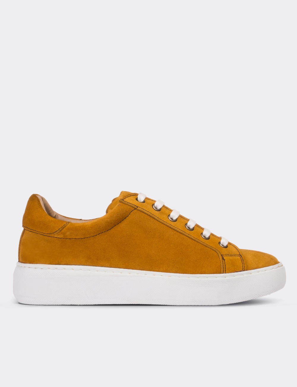 Yellow Suede Leather Sneakers - 01698ZSRIP01