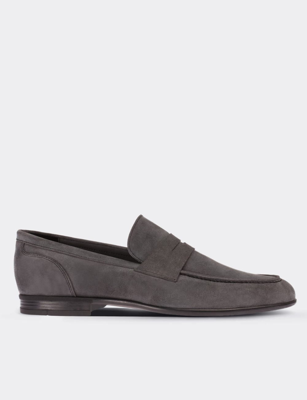 Gray Suede Leather Loafers - 01714MGRIC01