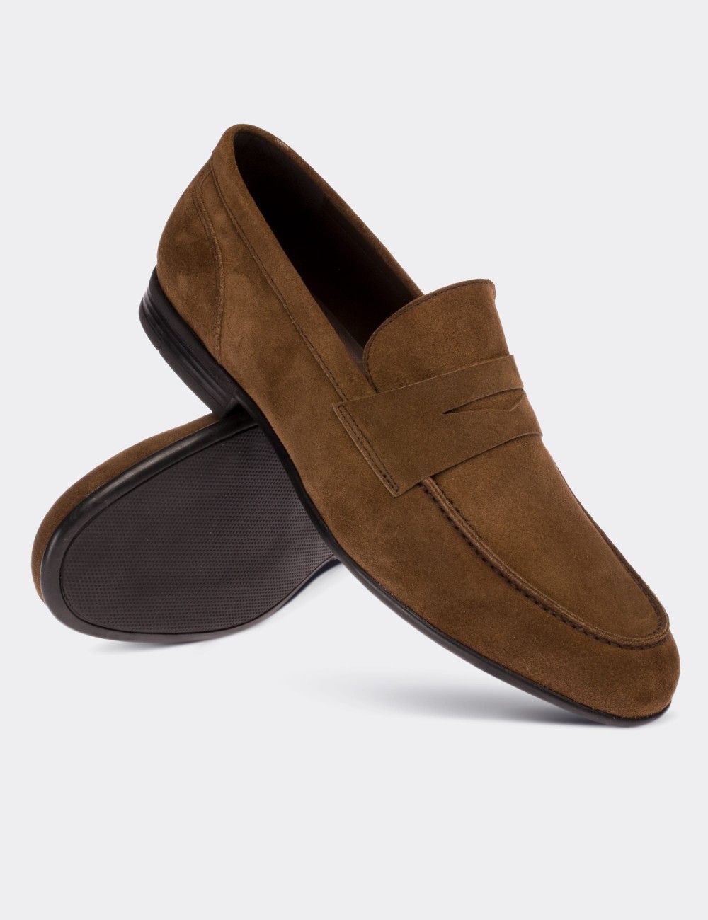 Tan Suede Leather Loafers - 01714MTBAC01