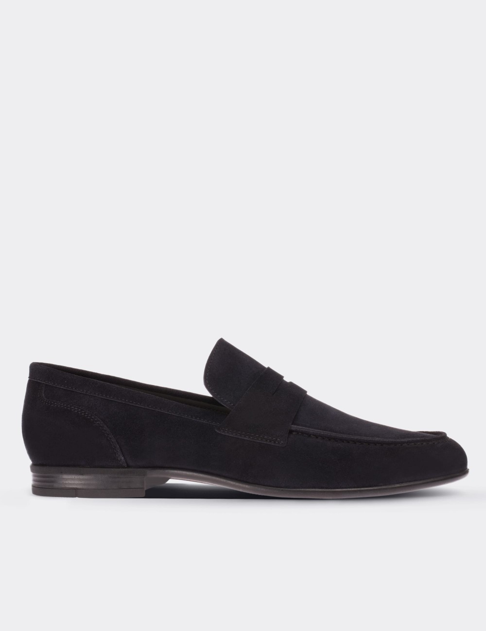 Navy Suede Leather Loafers - 01714MLCVC01