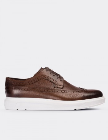 Tan  Leather Lace-up Shoes - 01293MTBAP04