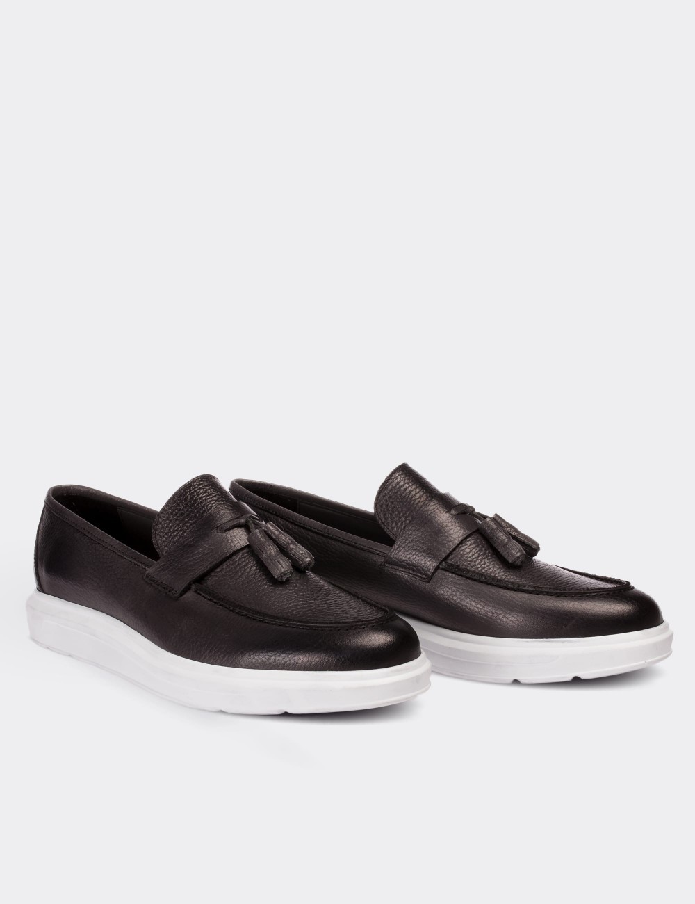 Gray  Leather Loafers - 01587MGRIP02