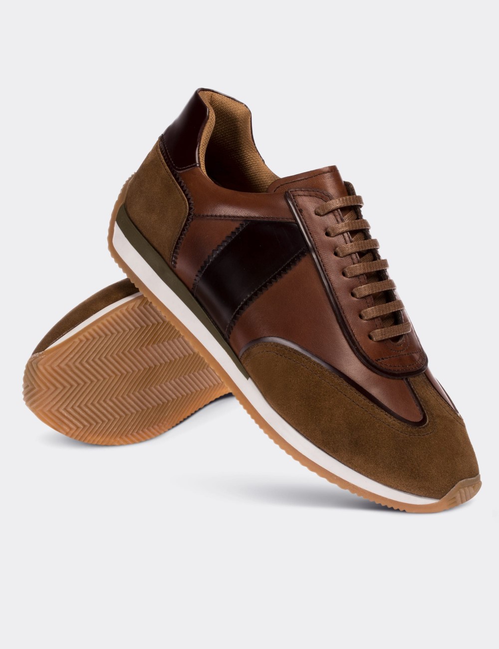 Brown Leather Sneakers - Deery