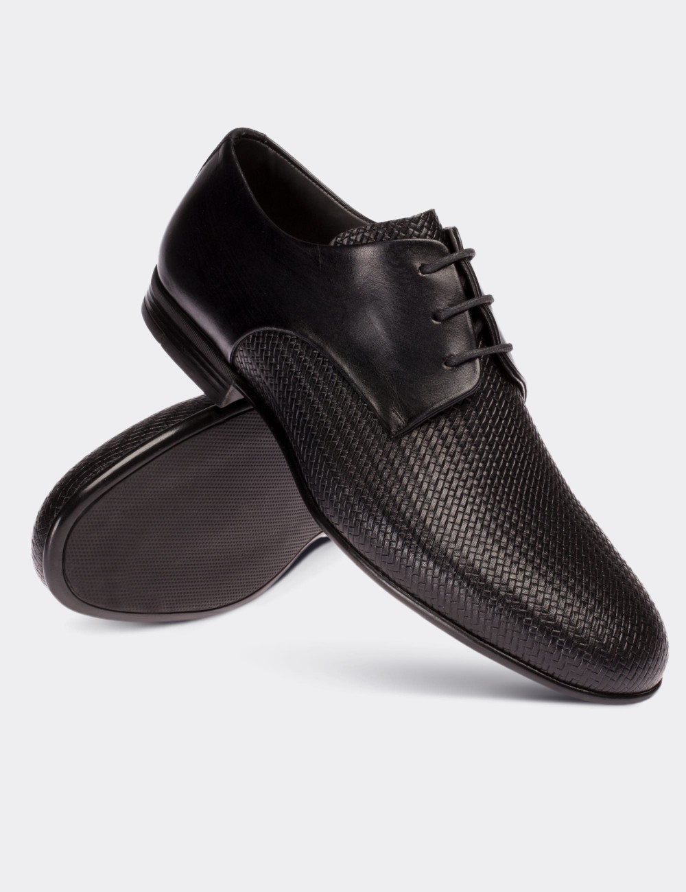 Black  Leather Classic Shoes - 01709MSYHC01