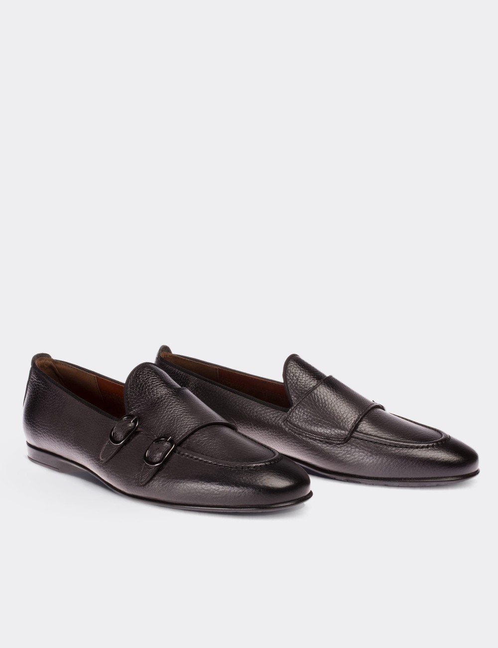 Gray  Leather Loafers - 01704MGRIC01