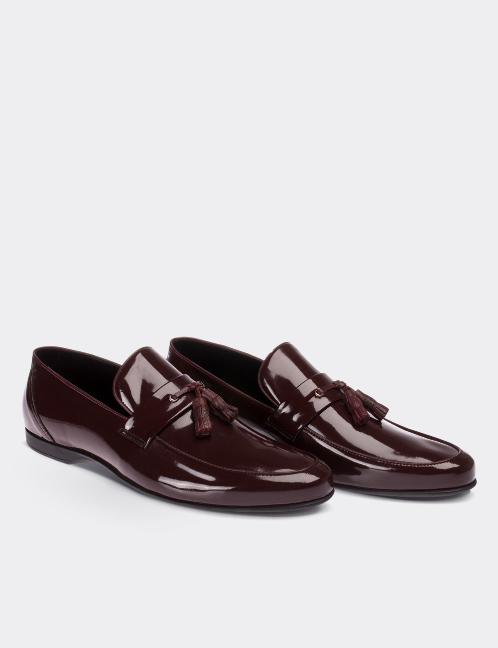 Burgundy Patent Leather Loafers - 01537MBRDC01