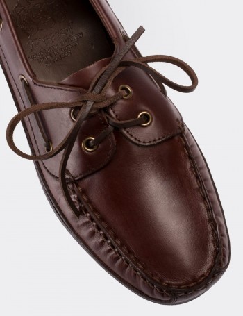 Brown  Leather Marine Shoes - 01543MKHVC01