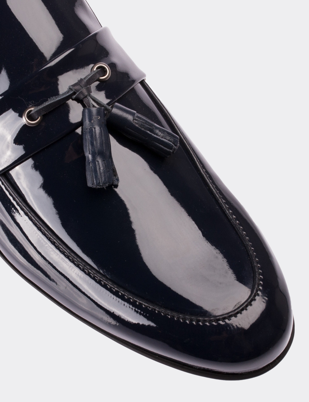 Navy Patent Leather Loafers - 01537MLCVC01