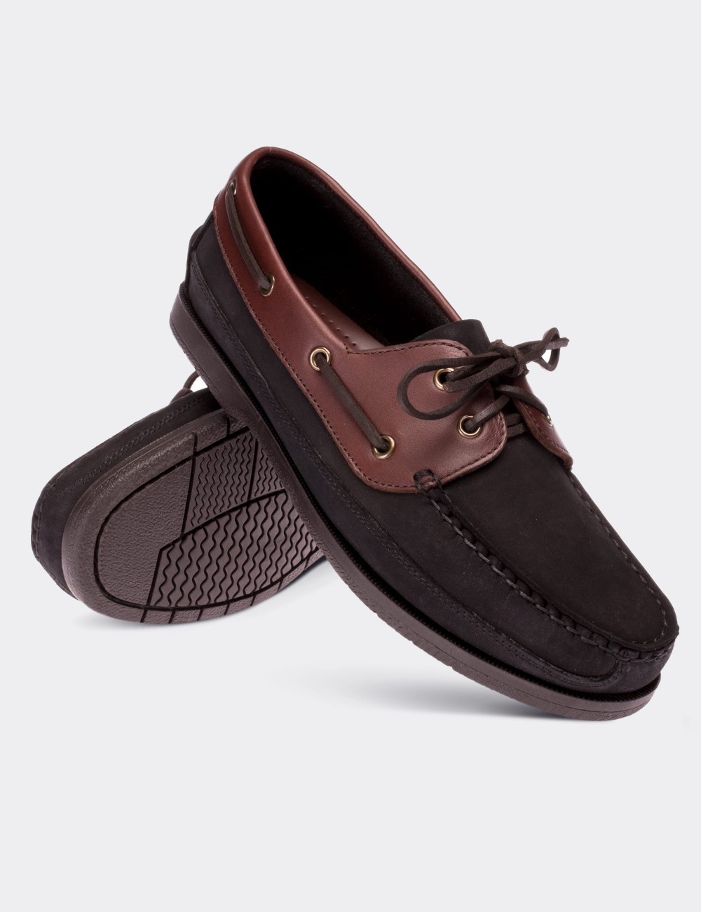 Black Nubuck Leather Marine Shoes - 01543MSYHC01
