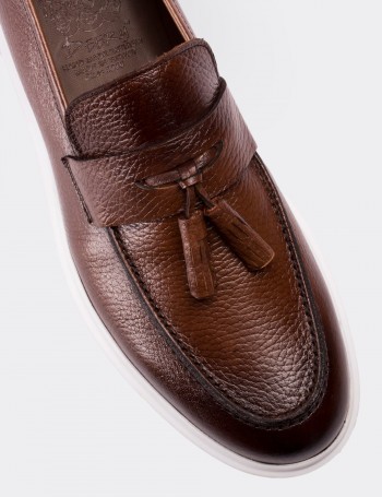 Tan  Leather Loafers - 01587MTBAP03