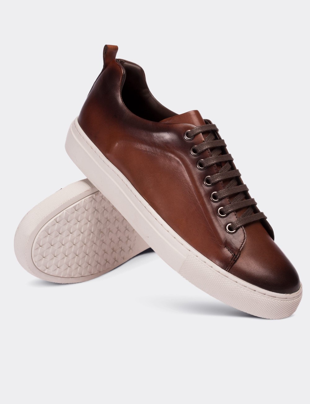 Brown  Leather Sneakers - 01669MKHVC02
