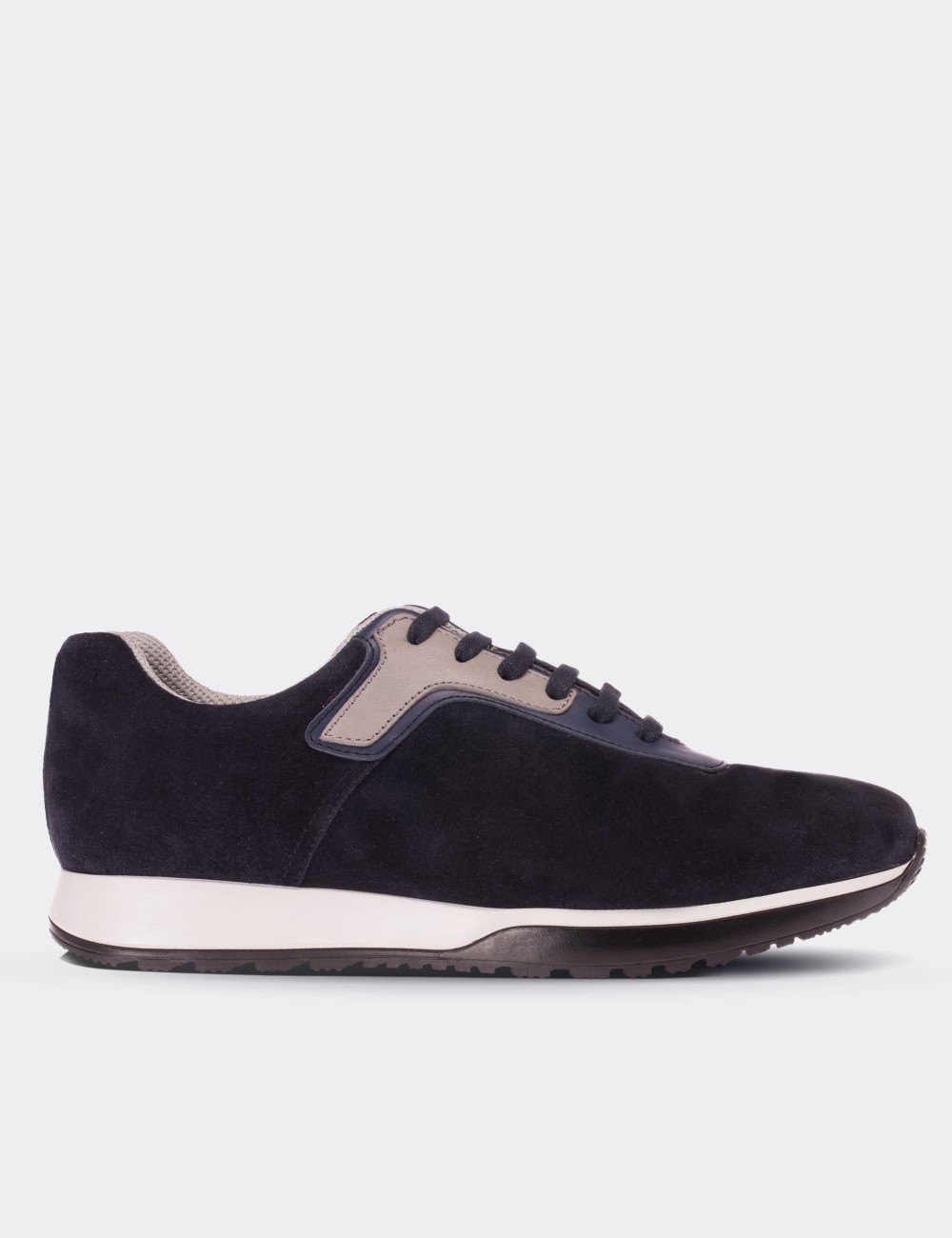 Navy Suede Leather  Sneakers - 01730MLCVT01