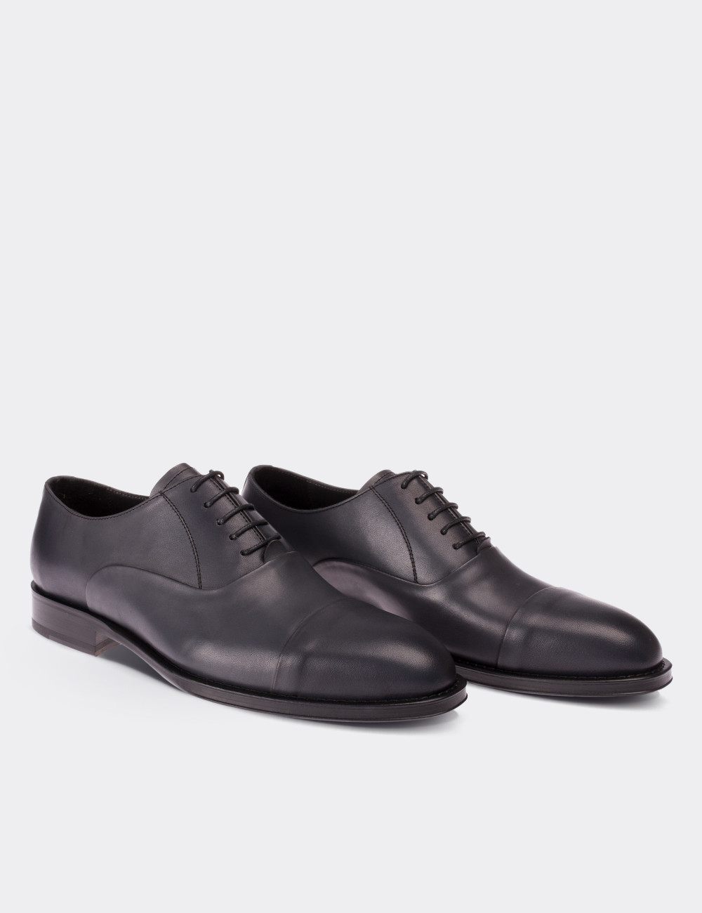 Gray  Leather Classic Shoes - 01590MGRIK01