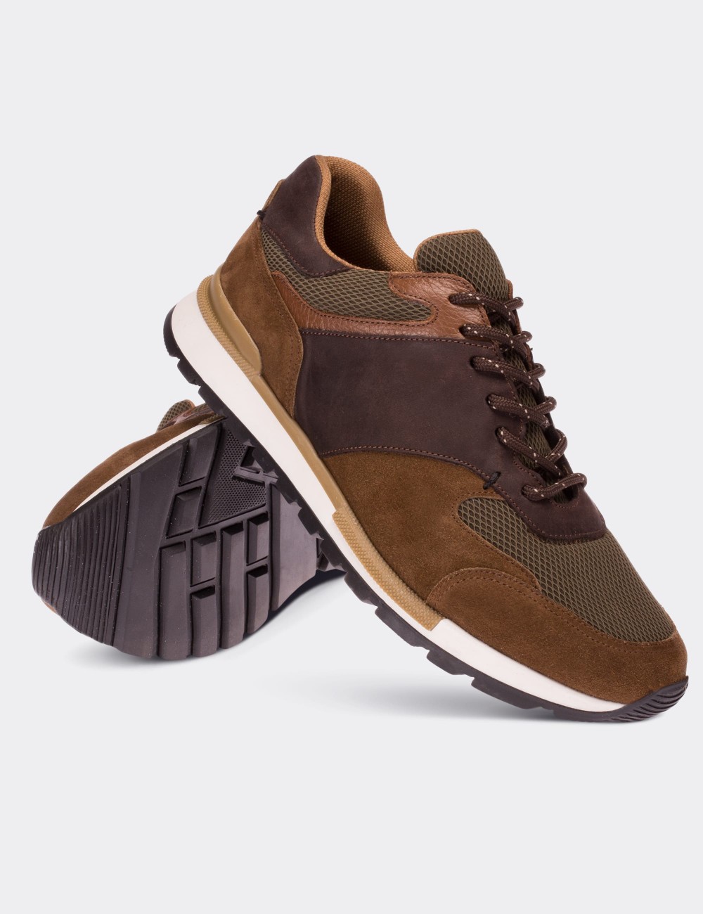 Brown Suede Leather Sneakers - 01718MKHVT01