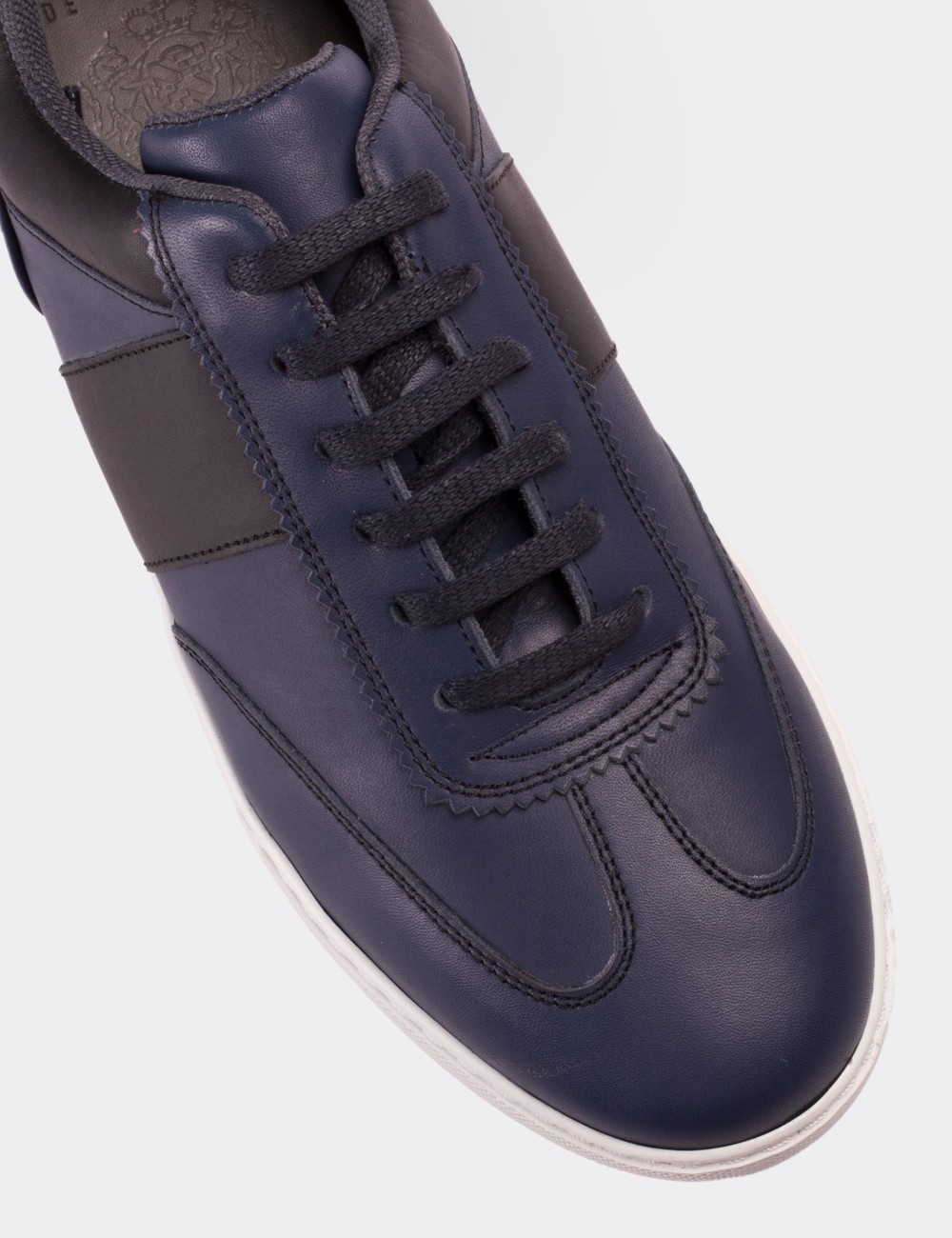 Navy  Leather Sneakers - 01715MLCVP01