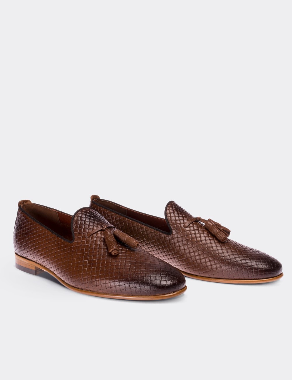 Tan  Leather Loafers - 01702MTBAM01
