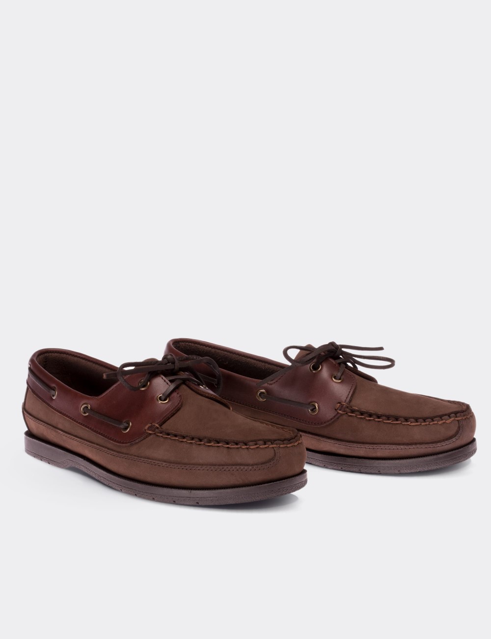 Brown Nubuck Calfskin Marine Shoes - Deery