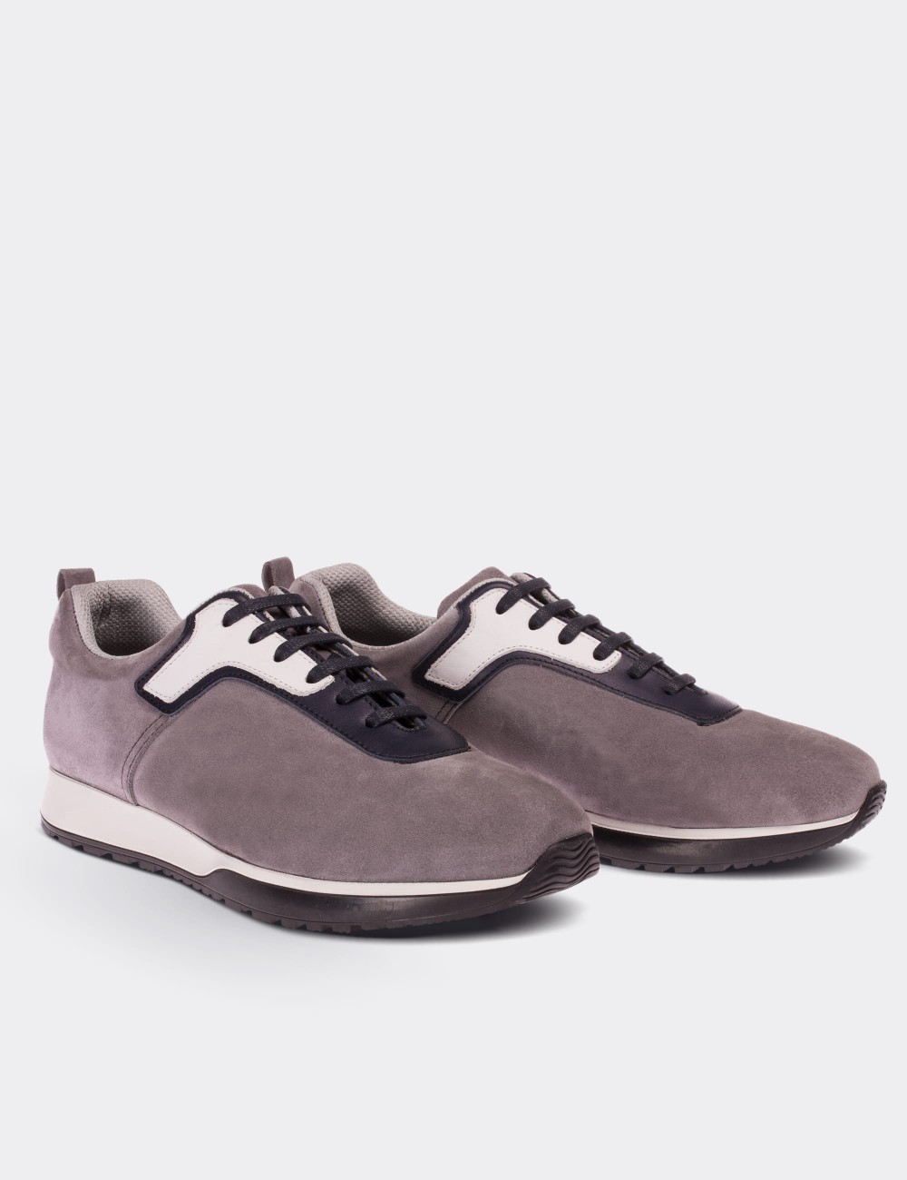 Gray Suede Leather Sneakers - 01730MGRIT01