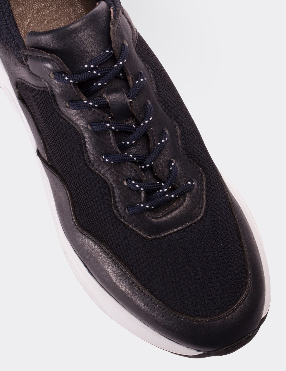 Navy  Leather Sneakers - 01725MLCVE01