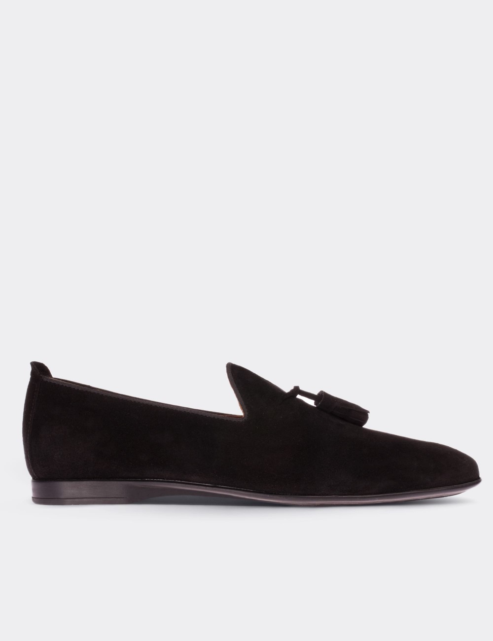 Black Suede Leather Loafers - 01702MSYHC02