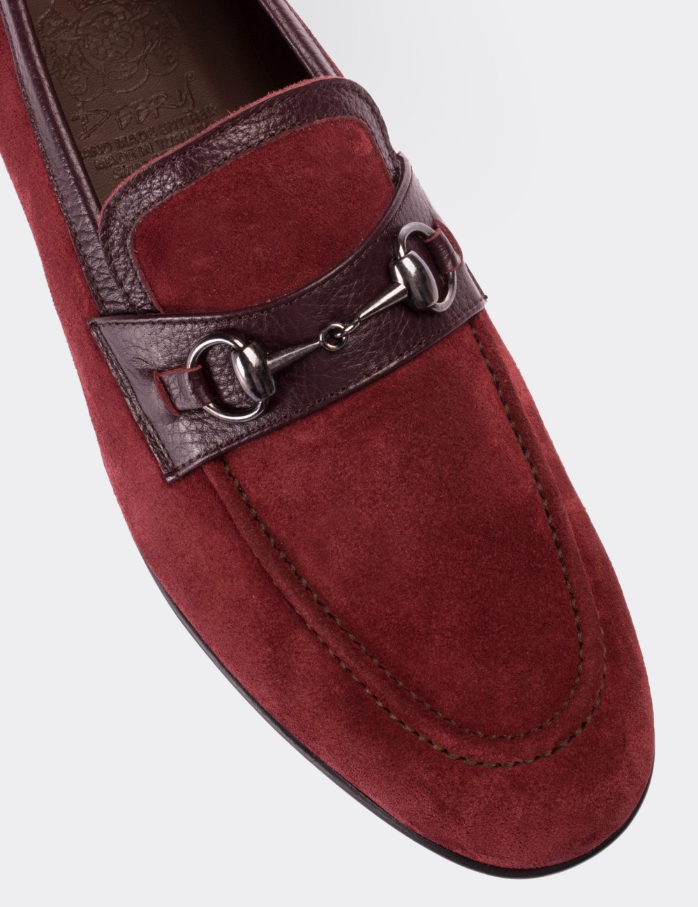 Burgundy Suede Leather Loafers - 01712MBRDC01