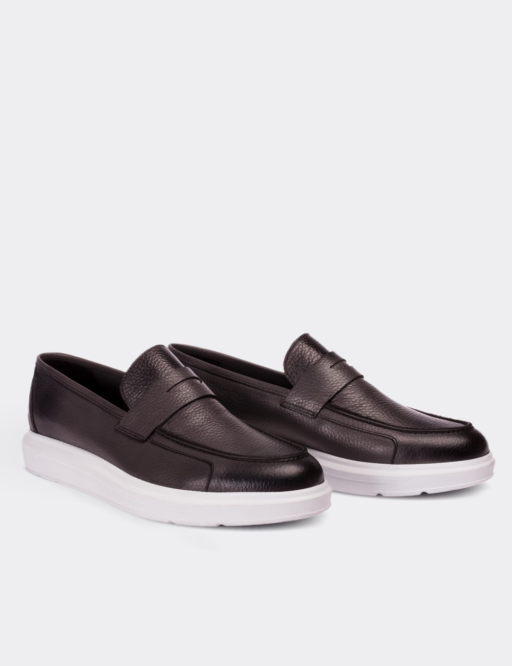 Gray  Leather Loafers - 01564MGRIP03
