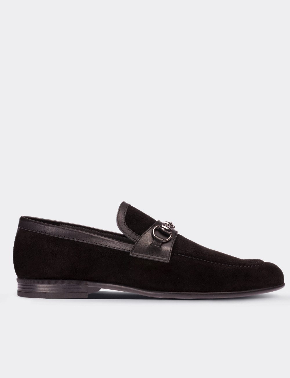 Black  Leather Loafers - 01712MSYHC01