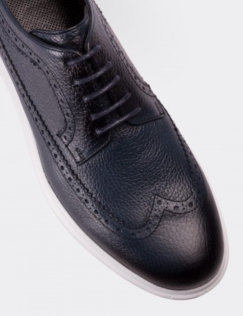 Blue  Leather Lace-up Shoes - 01293MMVIP04