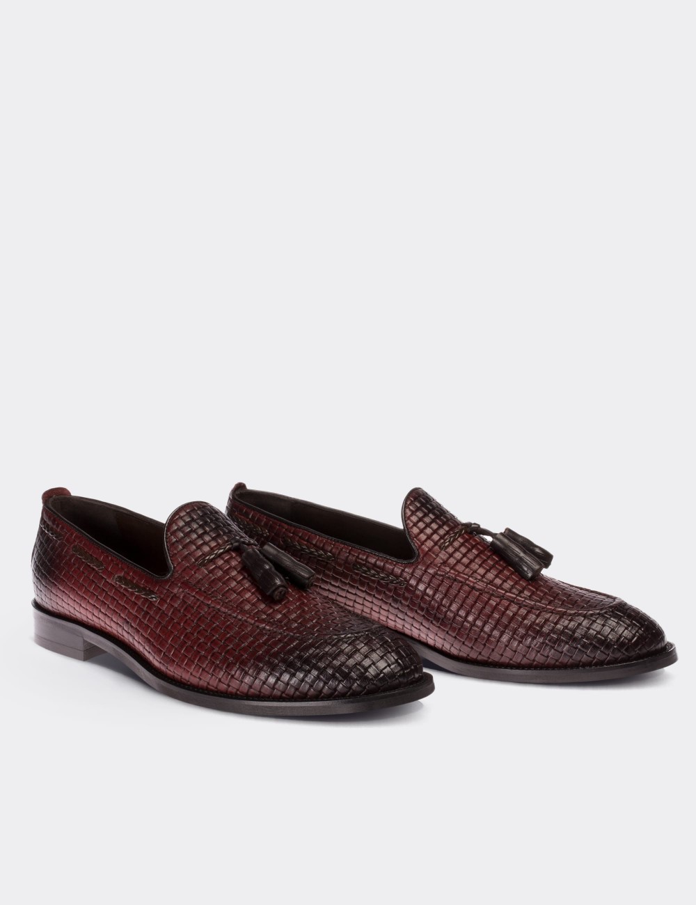 Burgundy  Leather Loafers - 01642MBRDM02