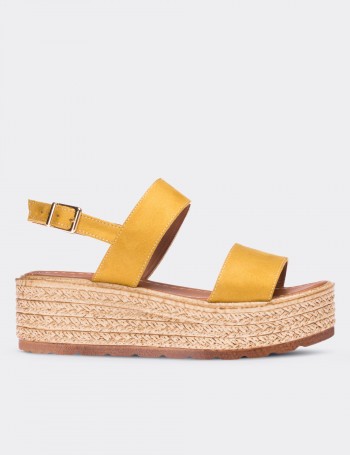 Yellow Leather Sandals - 02035ZYSLP01