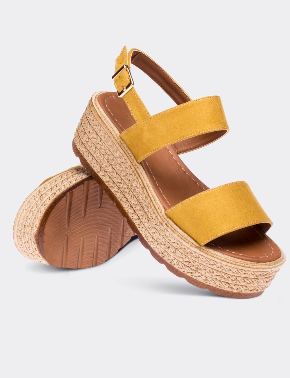 Yellow Leather Sandals - 02035ZYSLP01