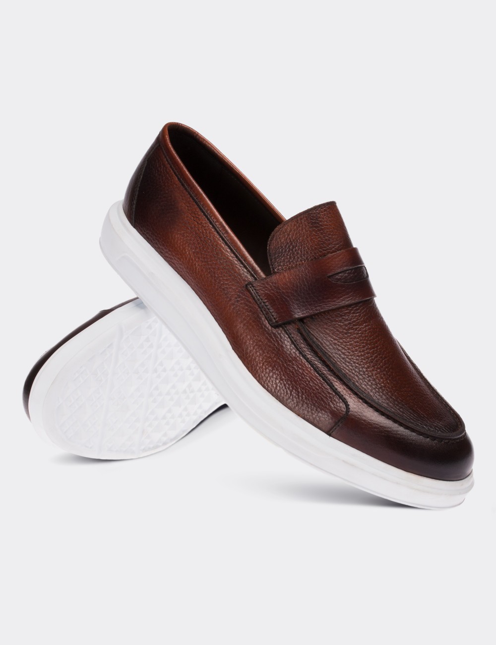 Brown  Leather Loafers - 01564MKHVP02