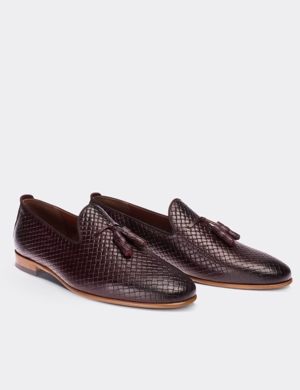 Burgundy  Leather Loafers - 01702MBRDM01