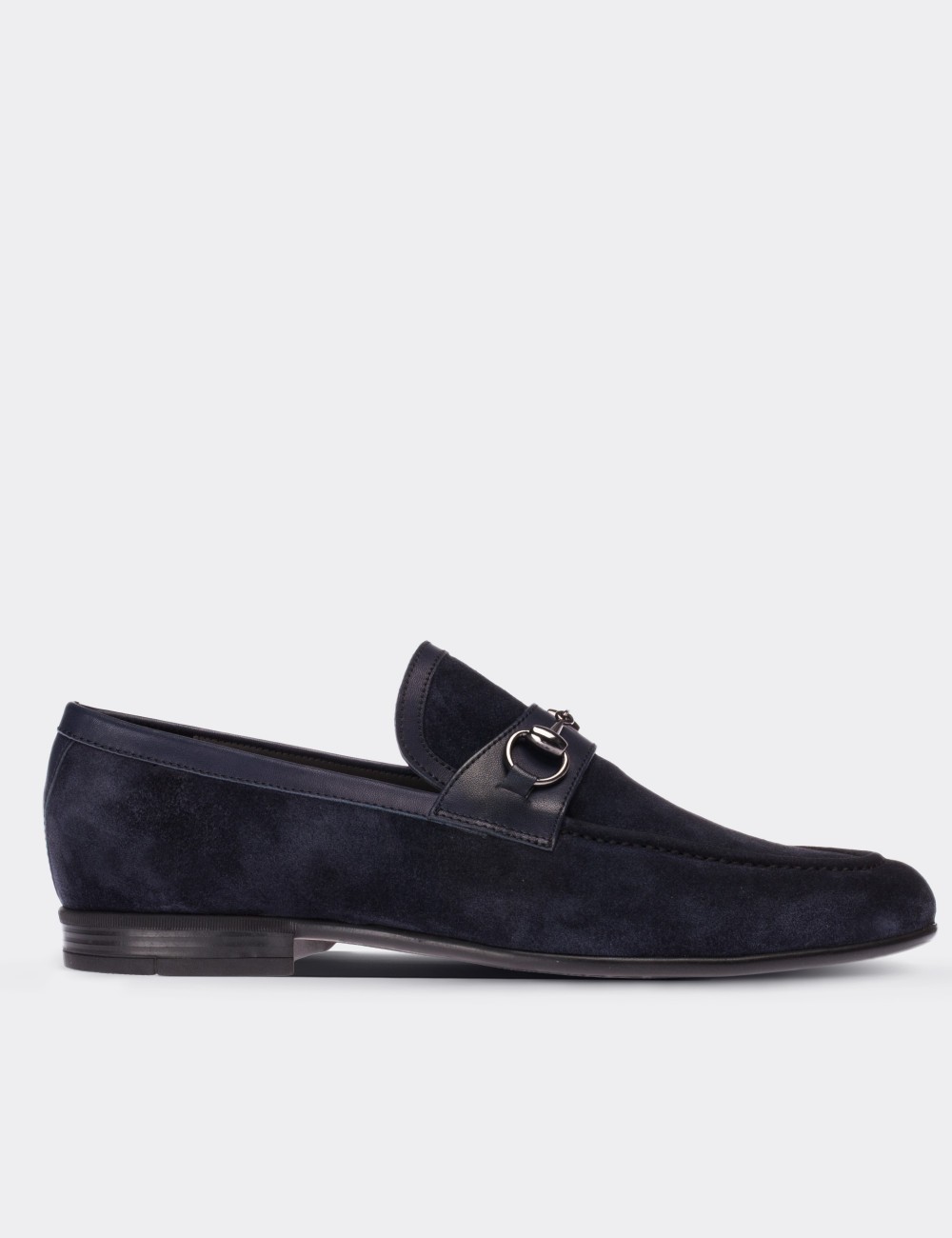 Navy Suede Leather Loafers - 01712MLCVC01