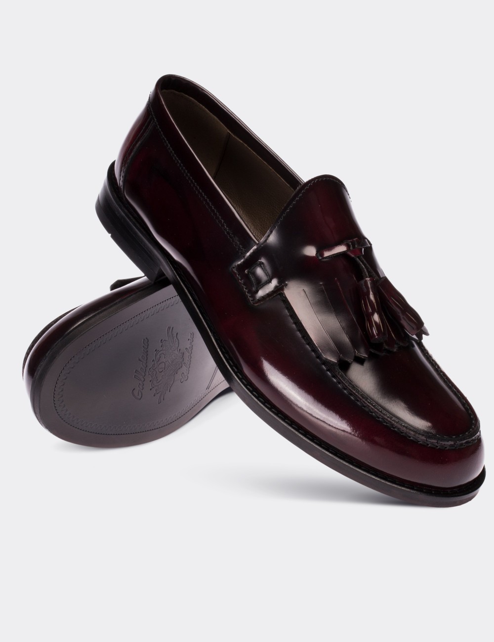 Burgundy  Leather Loafers - 01735MBRDM01
