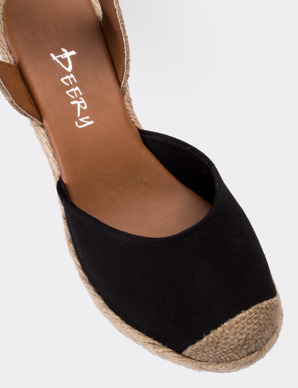 Black Linen Women Shoe - 02036ZSYHP01