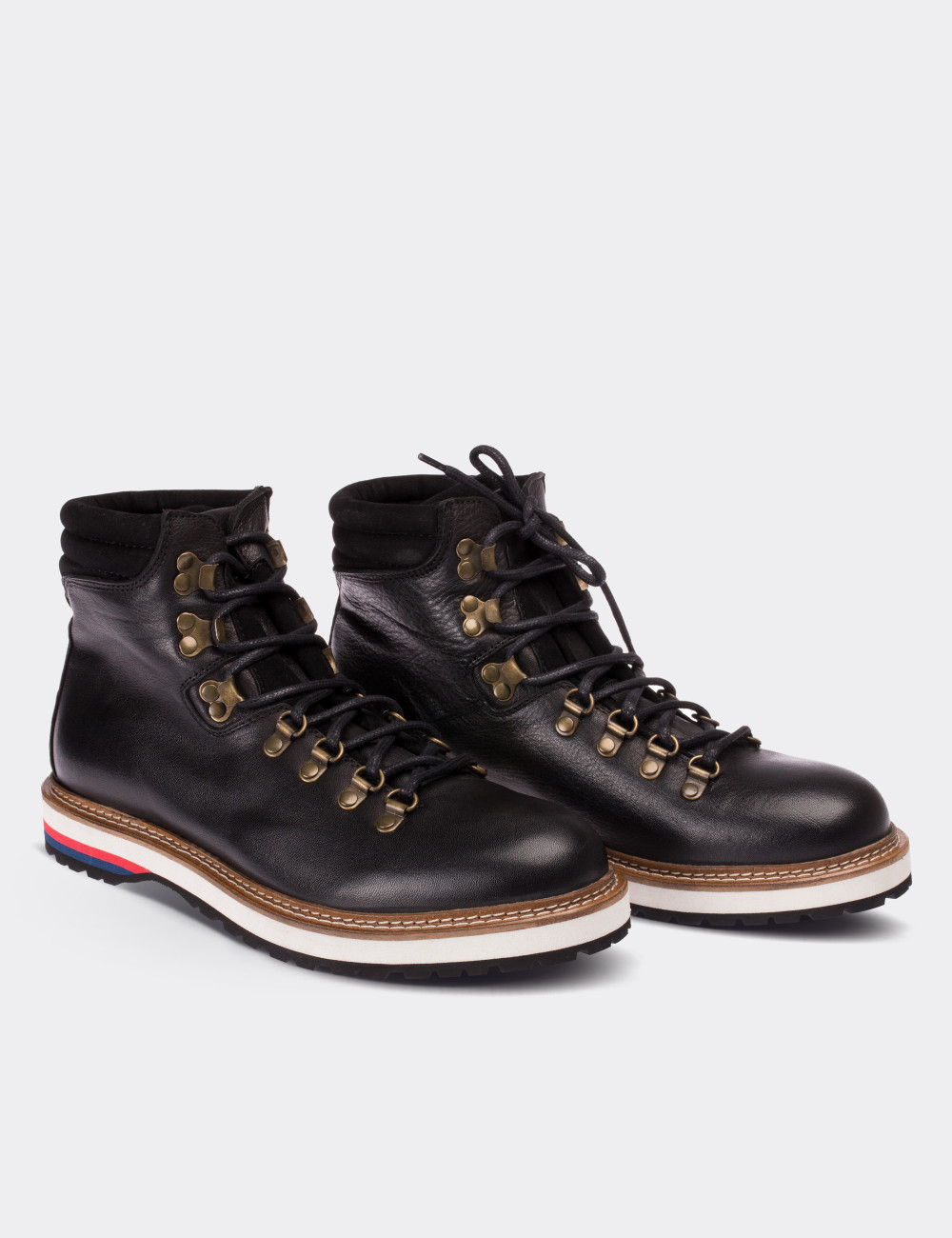 Black  Leather Boots - 01589MSYHE01