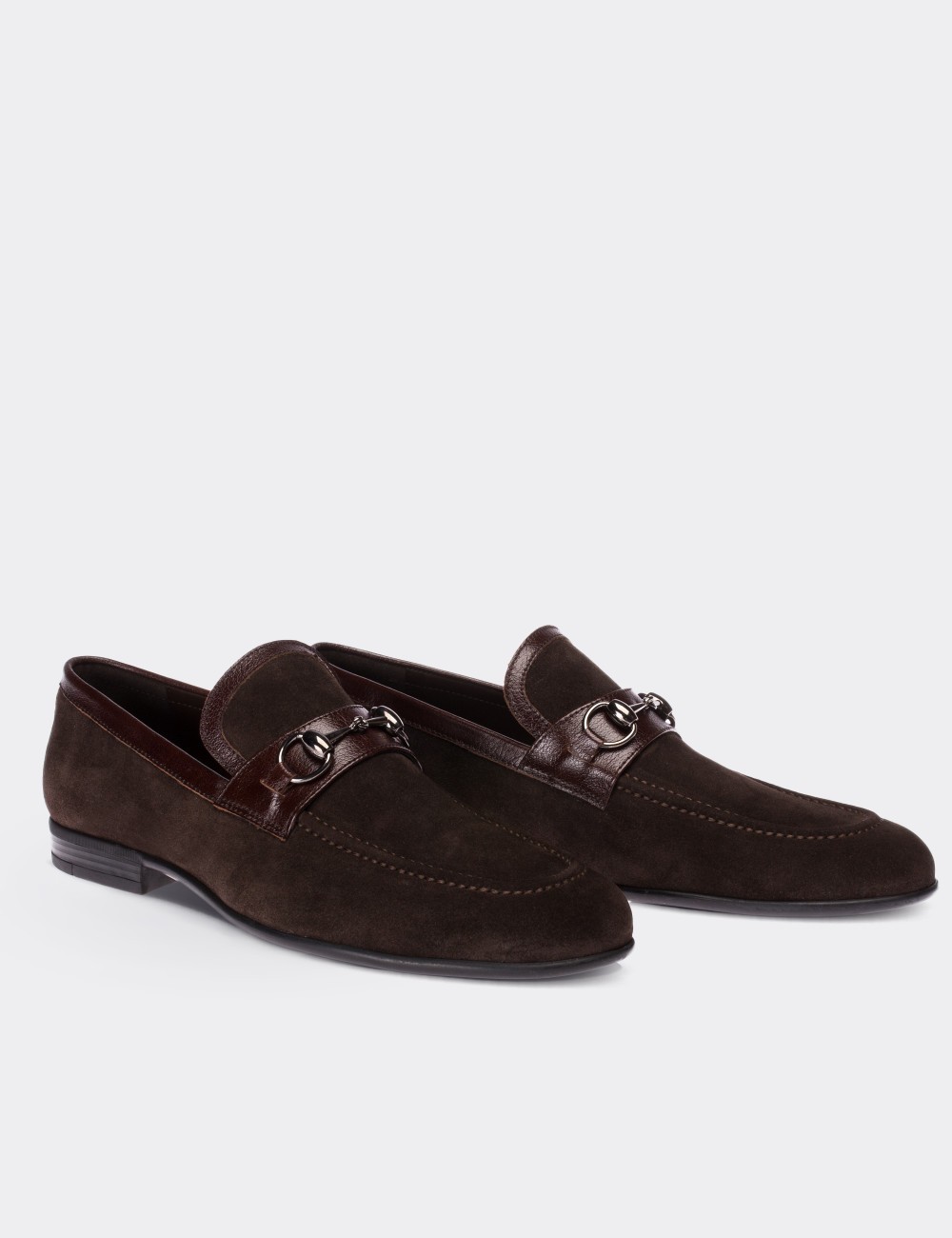 Brown Suede Leather Loafers - 01712MKHVC01
