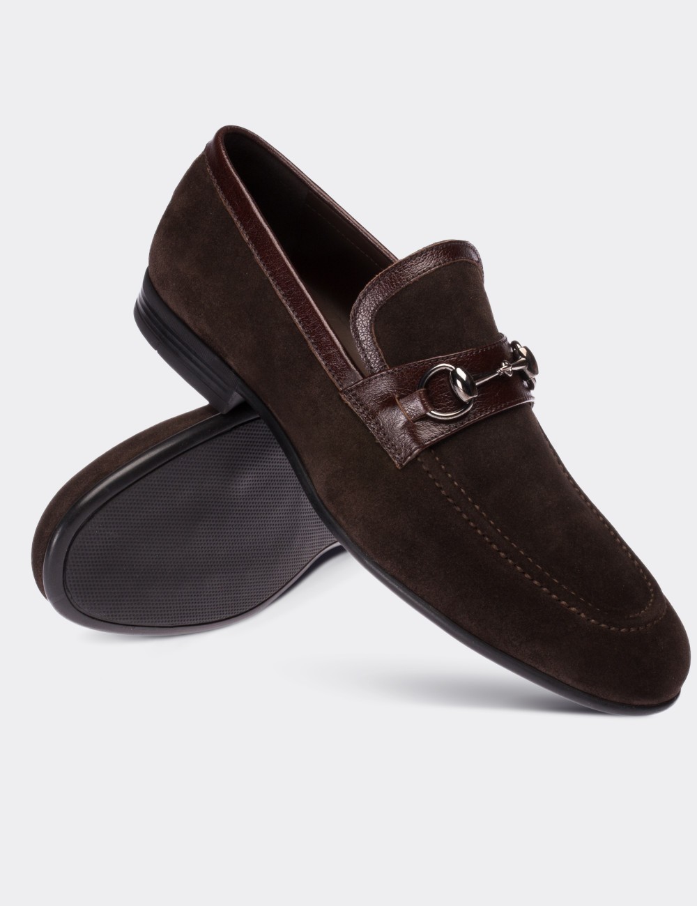 Brown Suede Leather Loafers - 01712MKHVC01