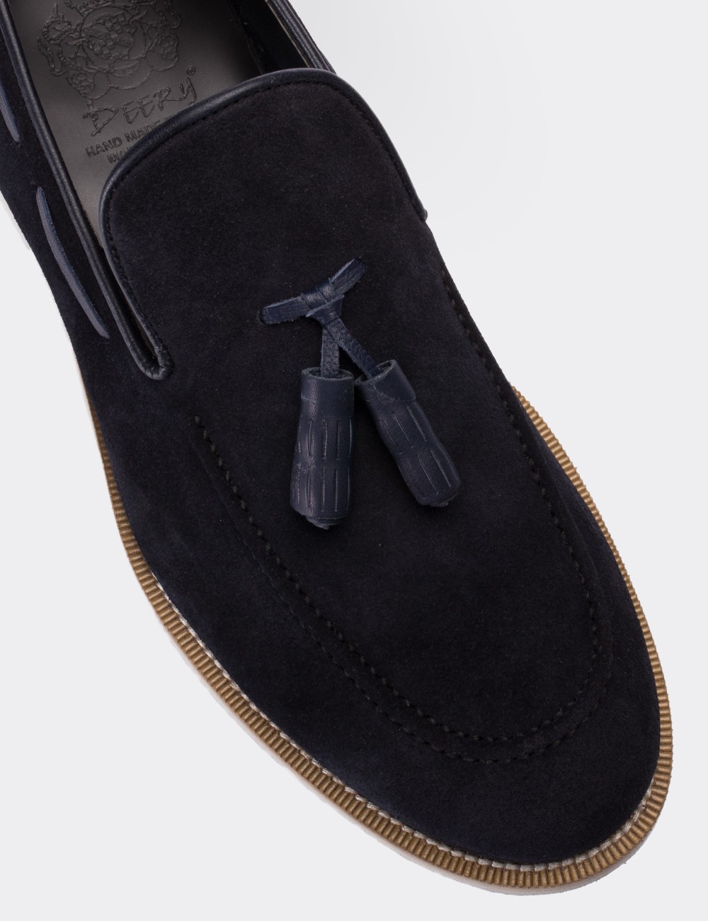 Navy Suede Leather Loafers - 01319MLCVE03