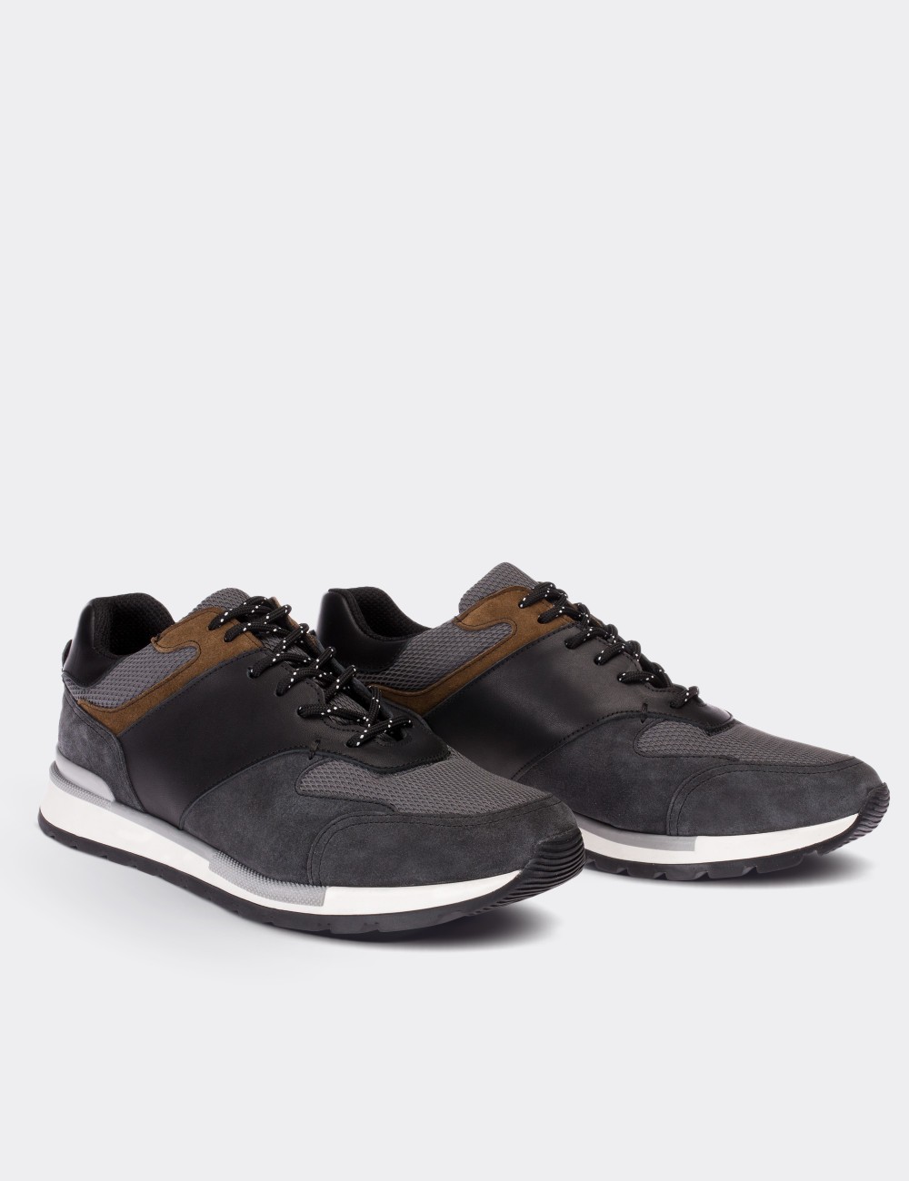 Gray Suede Leather Sneakers - 01718MGRIT02