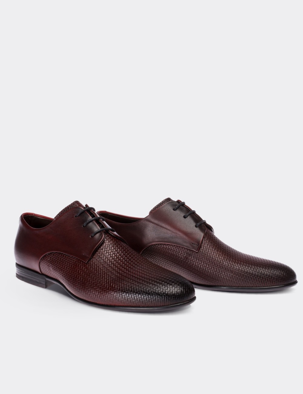 Burgundy  Leather Classic Shoes - 01709MBRDC01