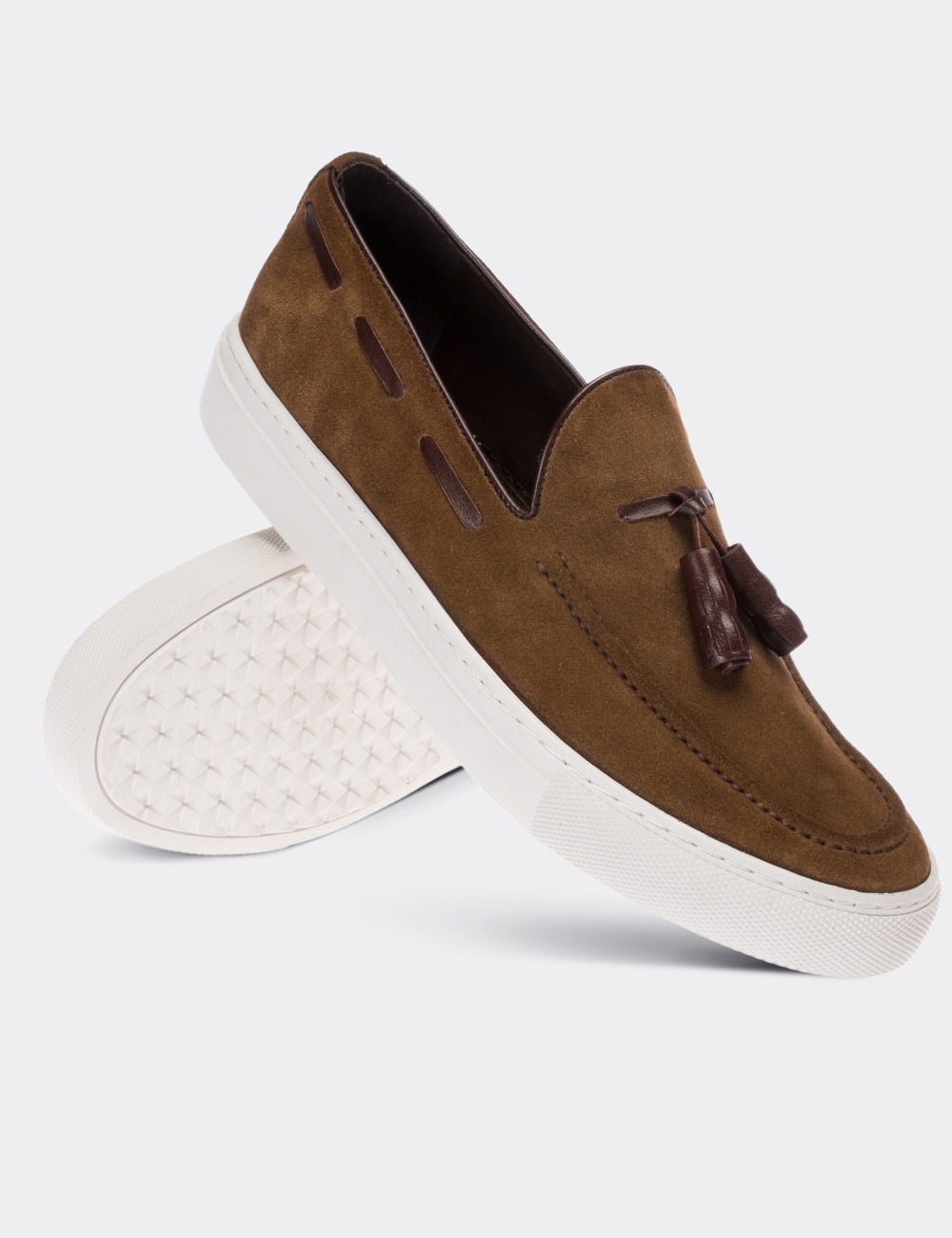 Tan Suede Leather Loafers - 01713MTBAC01